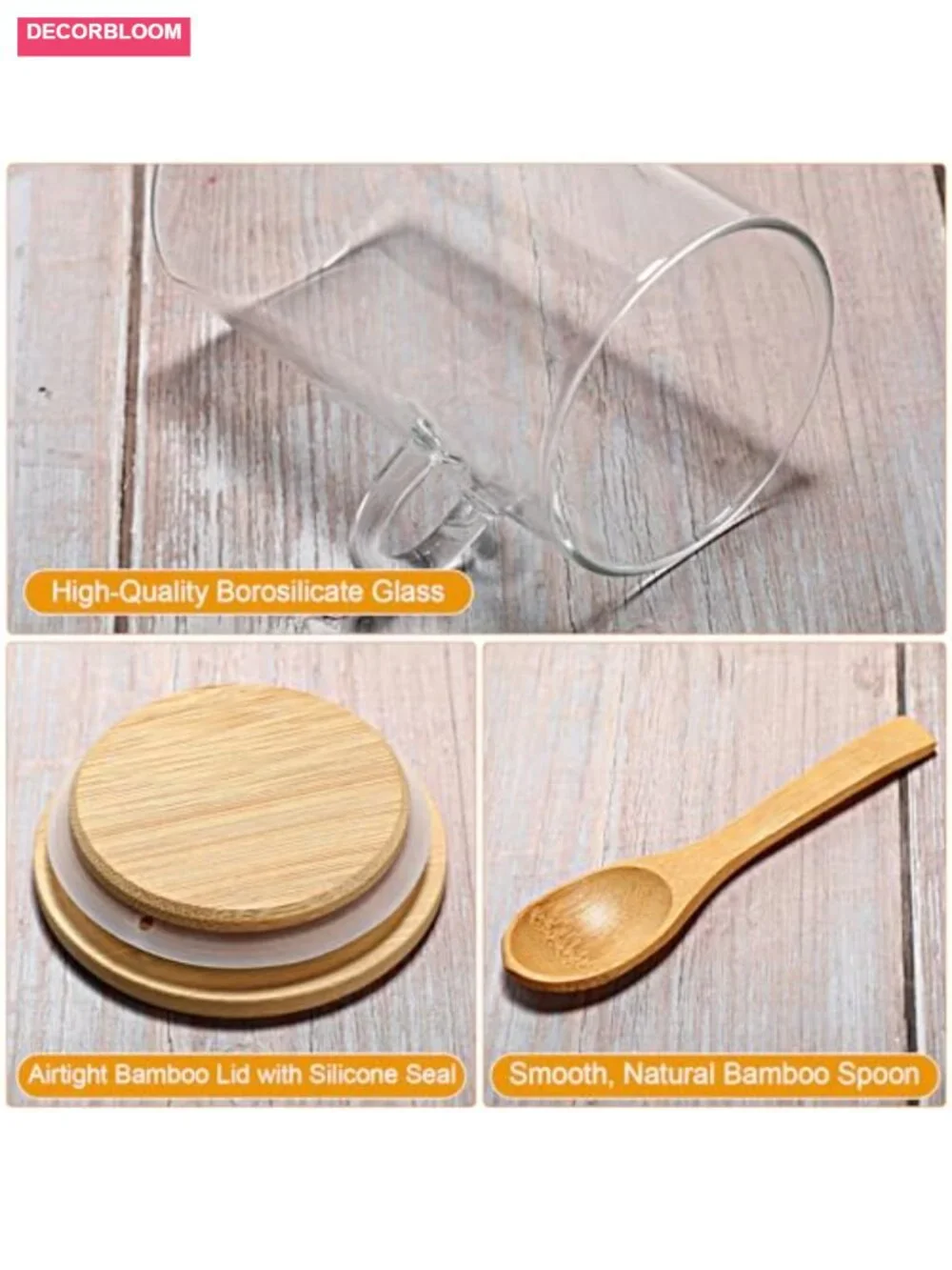 10-Pack Glass Jars with Bamboo Lids, Airtight Food Storage Canisters